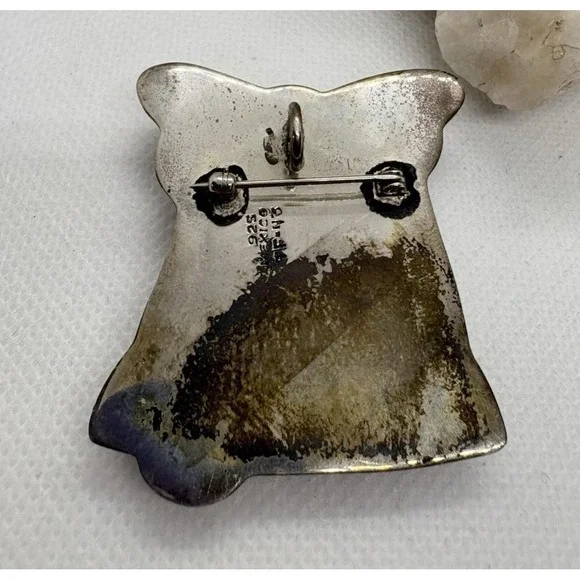 Vintage Taxco Mexico Puffy Bell Sterling Silver Brooch Pin Pendant 18.9g Retro - Picture 4 of 9